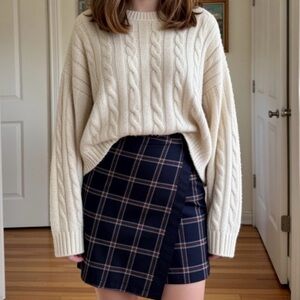 Brooks Brothers Wool Tartan Plaid Faux Wrap Pencil Skirt